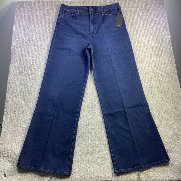7 For All Mankind Ultra High Rise Jo Wide Leg Jeans Virginia Blue Size 32 NWT - Picture 2 of 16
